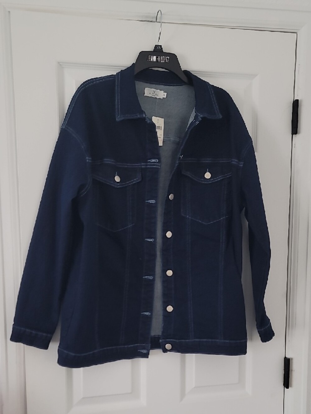 Windsor Navy Button-Front Jean Jacket